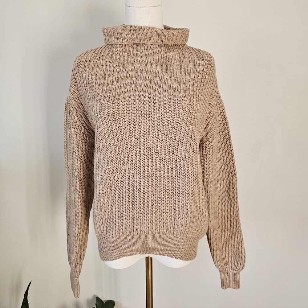 Aritzia Wilfred xxs Montpellier wool Cozy Tan Turtleneck Sweater